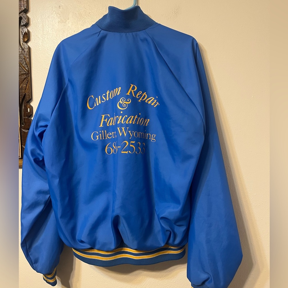 1980’s Custom Fabrication Gillette? Wyoming Blue Bomber Jacket with Yellow